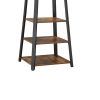 71 Inch Industrial Metal Frame Coat Rack, 3 Wood Shelves, Rustic Brown, Black