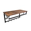 Iron Framed Wall Mounted Coat Rack with Storage Shelf and Hanging Rail, Brown and Black