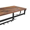 Iron Framed Wall Mounted Coat Rack with Storage Shelf and Hanging Rail, Brown and Black
