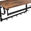 Iron Framed Wall Mounted Coat Rack with Storage Shelf and Hanging Rail, Brown and Black