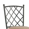 Metal Framed Counter Stool with Fabric Upholstered seat and Designer Back, Beige and Black