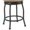 Metal Framed Counter Stool with Fabric Upholstered seat and Designer Back, Beige and Black