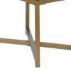 Metal Framed Bench with Button Tufted Velvet Upholstered Seat, Dark Blue and Gold