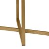 Metal Framed Bench with Button Tufted Velvet Upholstered Seat, Orange and Gold