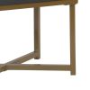 Metal Framed Ottoman with Button Tufted Velvet Upholstered Seat, Black and Gold
