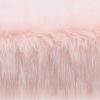 Square Faux Fur Upholstered Ottoman with Tubular Metal Legs and X Shape Base, Pink and Gold