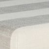 Stripe Pattern Fabric Upholstered Ottoman with X Shape Metal Legs, Cream and Gray