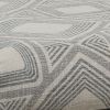 Geometric Pattern Fabric Upholstered Ottoman with X Shape Metal Legs, Gray and Cream