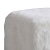 Faux Fur Upholstered Wooden Ottoman in Cube Shape, White