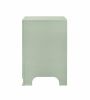 Two Drawers Wooden Nightstand with Oversized Ring Handles, Silver