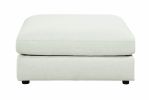 Fabric Upholstered Wooden Ottoman with Loose Cushion Seat and Small Feet, Beige