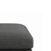 Fabric Upholstered Wooden Ottoman with Loose Cushion Seat and Small Feet, Dark Gray