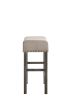 Wooden Counter Height Stool with Linen Upholstered Saddle Seat, Set of 2, Beige and Gray