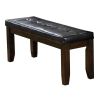 Leatherette Upholstered Tufted Wooden Bench with Chamfered Legs, Brown