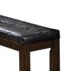Leatherette Upholstered Tufted Wooden Bench with Chamfered Legs, Brown