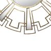 Round Sunburst Wall Mirror with Geometric Design Metal Frame, Gold