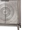 Transitional Style 2 Door Wooden Night Stand with Circlet Motif, Gray