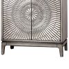 Transitional Style 2 Door Wooden Night Stand with Circlet Motif, Gray