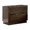 2 Drawer Rustic Style Wooden Nightstand with Finger Pull Handle, Brown