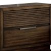 2 Drawer Rustic Style Wooden Nightstand with Finger Pull Handle, Brown
