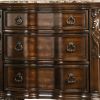 3 Drawer Wooden Nightstand with Marble Top and Scrolled Legs, Brown