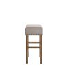 Fabric Upholstered Wooden Counter Height Stool,Set of 2,Brown and Gray