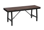 Industrial Wood and Metal Bench with Tube Leg Support, Brown and Black