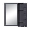 Industrial Style Metal Vanity Mirror with Recessed Door Storage, Gray