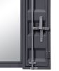 Industrial Style Metal Vanity Mirror with Recessed Door Storage, Gray