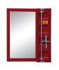 Industrial Style Metal Vanity Mirror with Recessed Door Storage, Red
