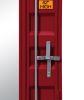 Industrial Style Metal Vanity Mirror with Recessed Door Storage, Red