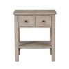 Transitional Nightstand with Two Drawers and Bottom Shelf, Gray