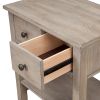 Transitional Nightstand with Two Drawers and Bottom Shelf, Gray