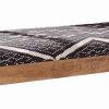 Fabric Upholstered Wooden Bench with Tapered Legs, Brown and Blue