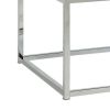 Leatherette Metal Frame Ottoman with Tufted Seating, White and Silver