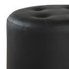 Round Leatherette Swivel Ottoman with Tufted Seat, Black