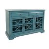 Wooden Media Unit with 2 Drawers and 3 Doors with X Motif Details, Blue