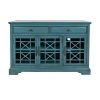 Wooden Media Unit with 2 Drawers and 3 Doors with X Motif Details, Blue