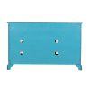Wooden Media Unit with 2 Drawers and 3 Doors with X Motif Details, Blue