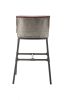 Leatherette Bar Stool with Riveted Metal Backing, Brown and Black