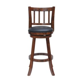 Round Padded Seat Counter Stool with Slatted Back, Brown and Black