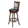 Round Padded Seat Counter Stool with Slatted Back, Brown and Black