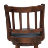 Round Padded Seat Counter Stool with Slatted Back, Brown and Black