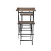 3 Piece Foldable Wood and Metal Dining Set with X Frame Leg,Brown and Black