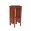 Faux Leather Upholstered Wooden Backless Barstool, Oak Brown
