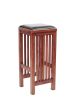 Faux Leather Upholstered Wooden Backless Barstool, Oak Brown