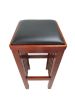 Faux Leather Upholstered Wooden Backless Barstool, Oak Brown