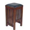 Faux Leather Upholstered Wooden Backless Barstool, Dark Brown