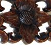 Hand Carved Wooden Moonbay Wall Shelf in Floral Design, Brown