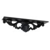 Hand Carved Wooden Wall Shelf with Floral Design Display, Black